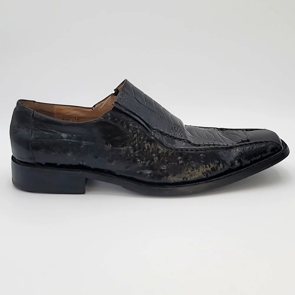 STACY ADAMS sz11 Alligator & Ostrich Leather Loafers Chisel Toe